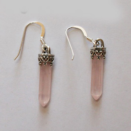 Rose quartz ear-rings