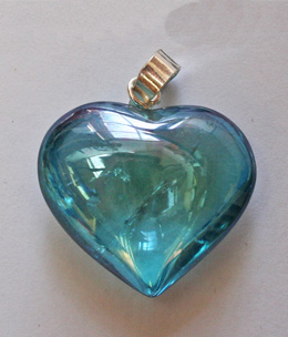 Aqua aura heart pendant