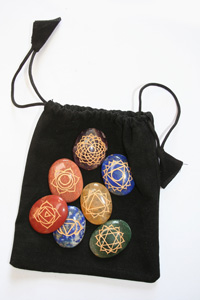 Chakra oval stone set in bag