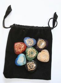 Chakra heart stone set in bag