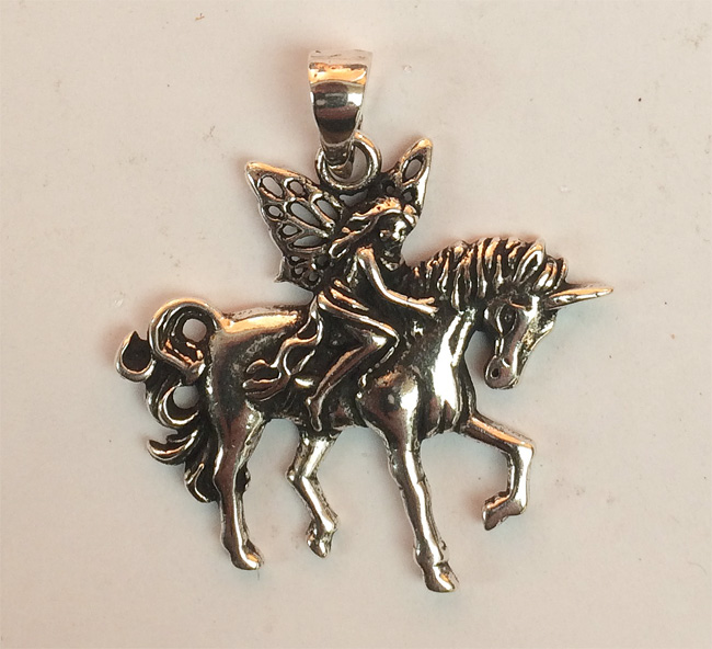 Girl on Unicorn Pendant