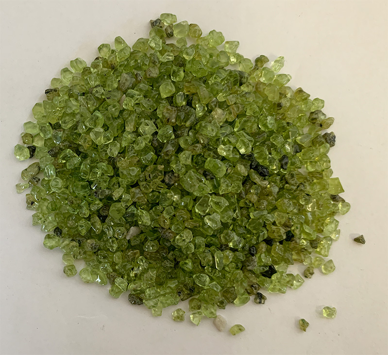 Peridot, chips, 50g. Bag