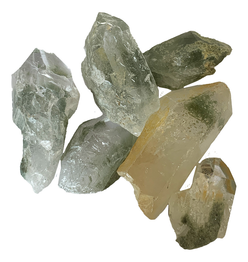 Chlorite in quartz rough points 200g bag