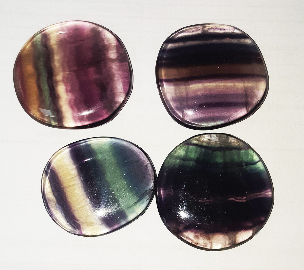 Rainbow Fluorite Palm stones 100gm bag