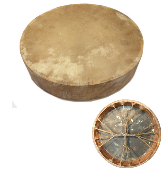 Drum, buffalo hide with beater, 16 inch made in Pakistan