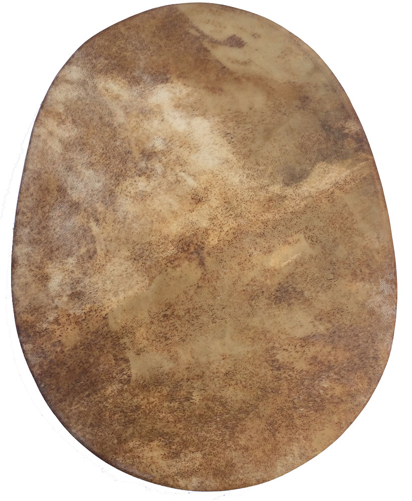 Drum, oval, buffalo hide, with beater, 14 x 18 inches made in Pakistan