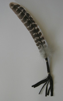 Smudging Feather, barred turkey  feather 13 inch