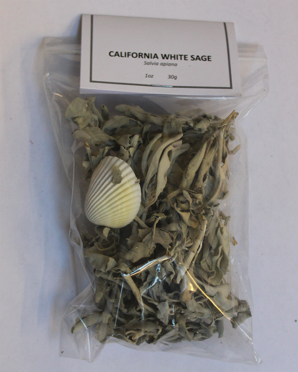 Loose California white sage with shell 1 oz 30g