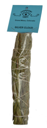 7 inch Silver Cloud Smudge Stick. Silver sage, red cedar, sweetgrass mix
