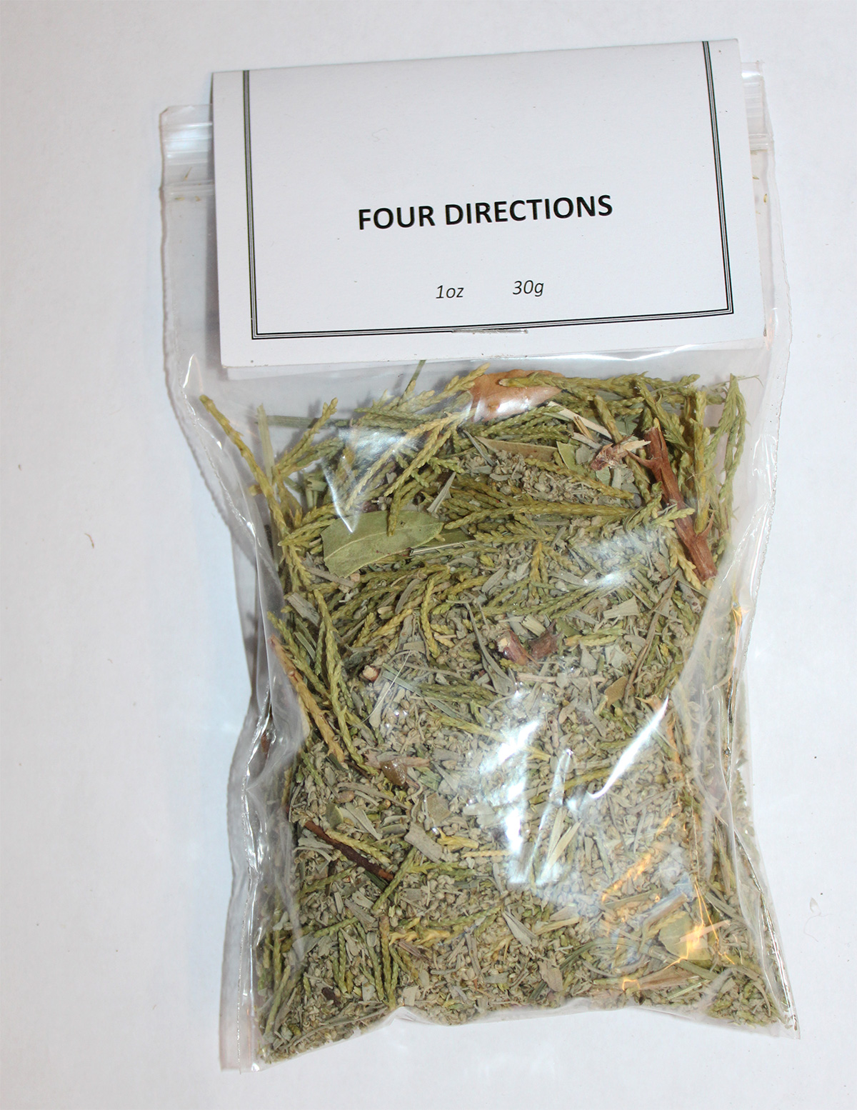 Four Directions 1 oz. Bag. 30g. Sweetgrass, sage, juniper, sage flower mix