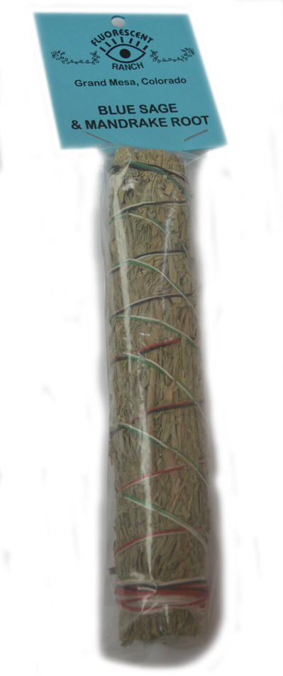 Blue Sage and Mandrake Root 7 inch Smudge Stick