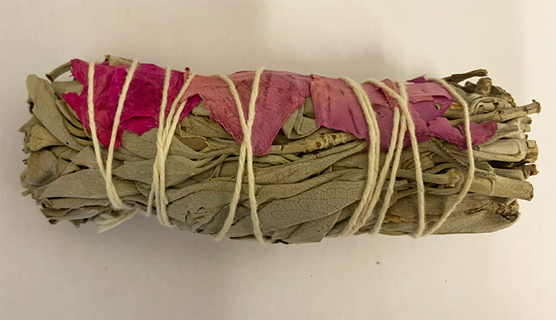 White Sage and Rose Petals 4 inch