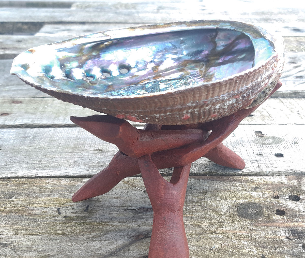Wooden tripod stand 6 inch for shells etc. Shell not included.