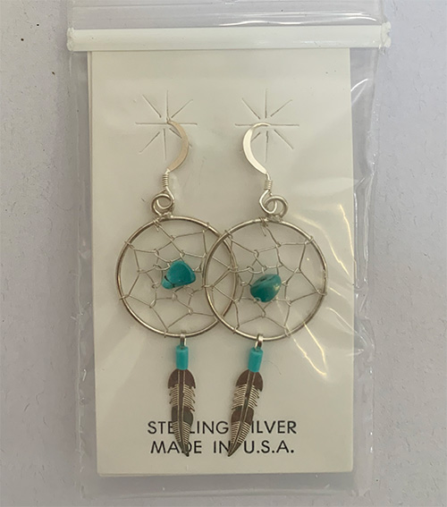 Dream catcher ear-rings,3/4 inch silver