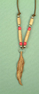 Iroquois bone feather necklace