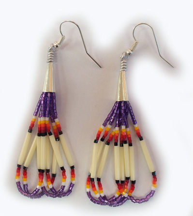 Beaded Quill Ear-rings 2 inches