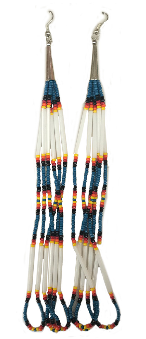 Beaded Quill ear-rings 7-8 inch, assorted colours