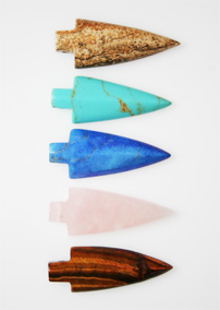 Stone arrowheads, various stones