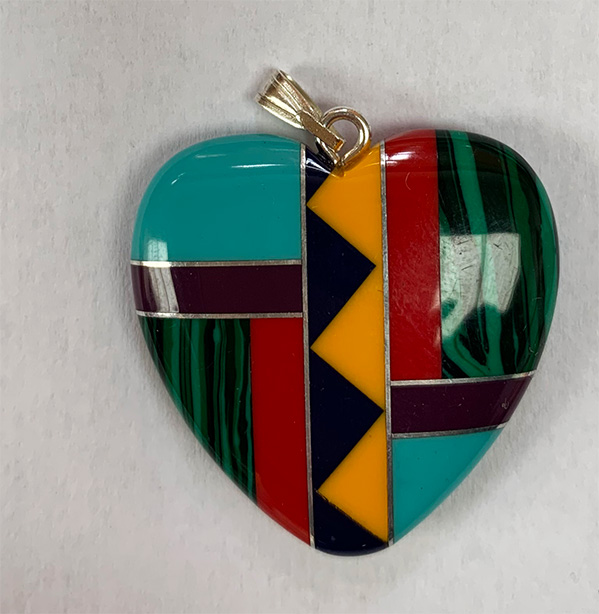 Heart inlaid with bail 30mm