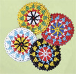 Rosettes, beaded 2 inch red,yellow,white,black,turquoise