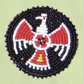 Thunderbird rosette 2.5 inch red,yellow,white,black,turquoise