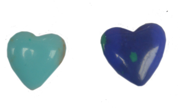 Hearts, drilled 1 cm. Azurite or  turquoise