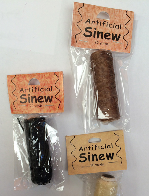 Imitation sinew. 20 yds.  bundle.  Natural, black or white