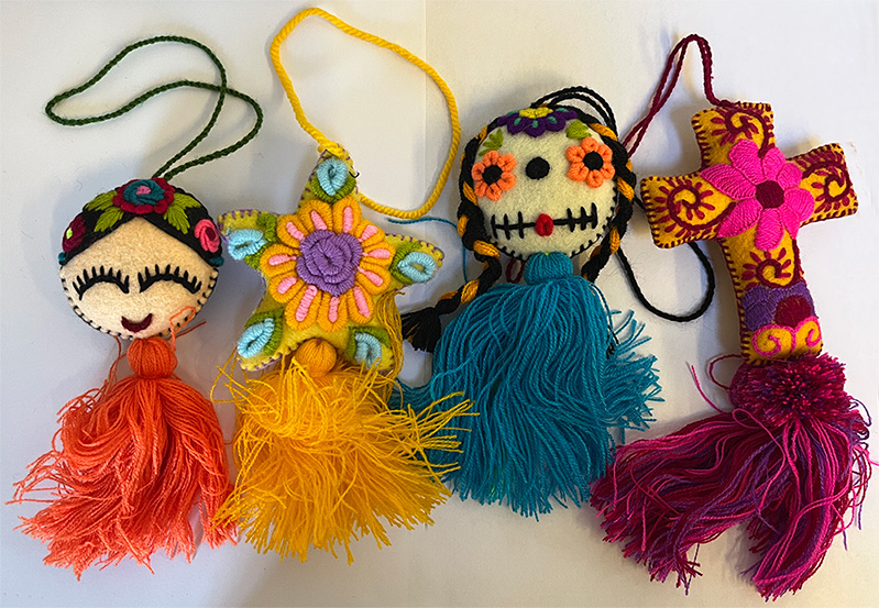 Hand embroidered ornaments, Mexico