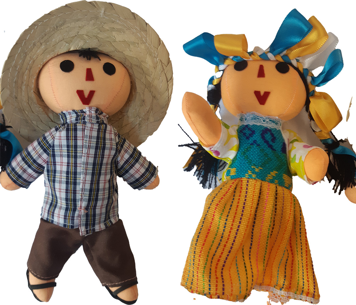 Dolls boy and girl. 7 inches, Mexico