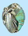 Turquoise claw and feather ring